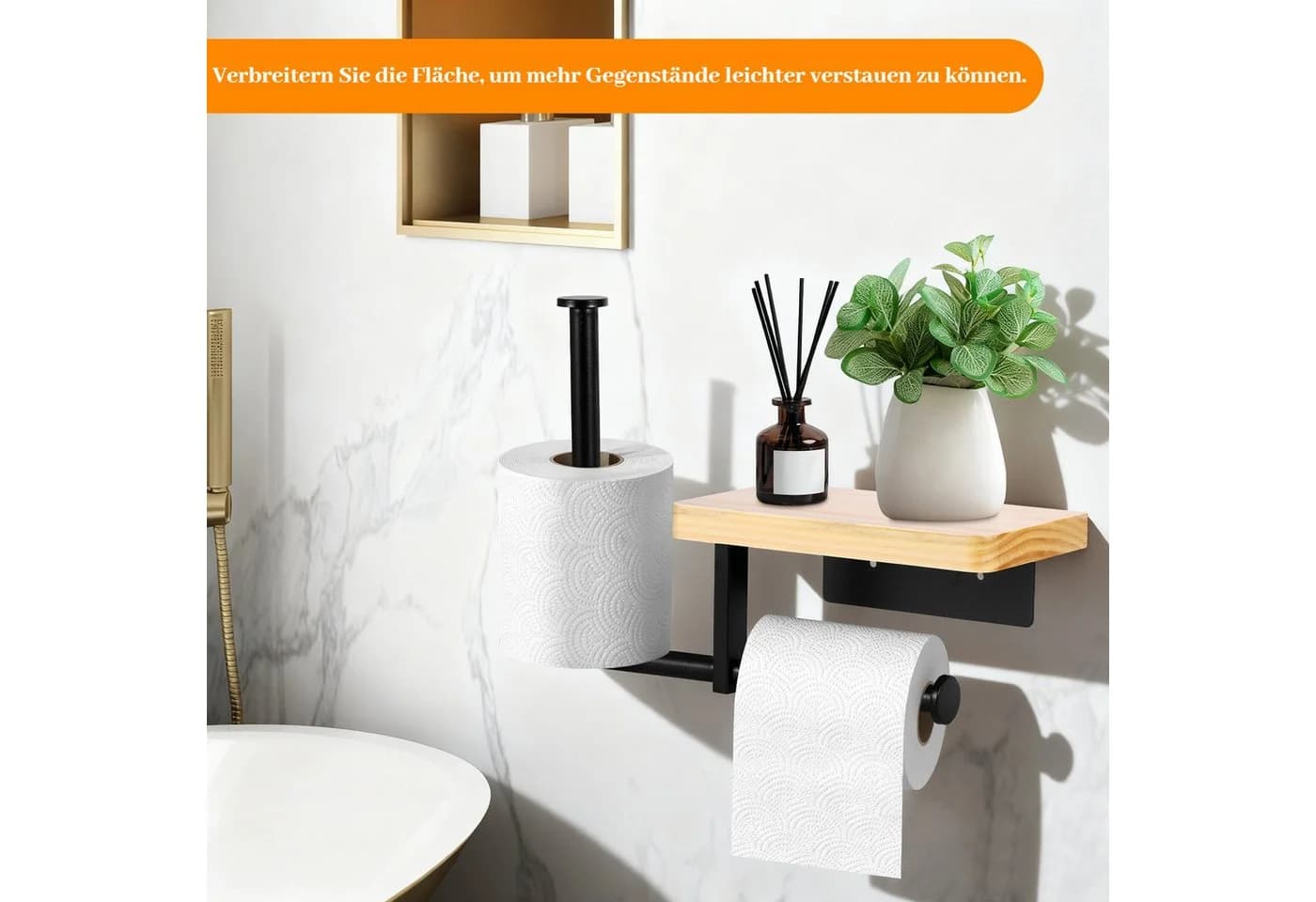 Stilvoller Toilettenpapierhalter aus Massivholz - Bild 3