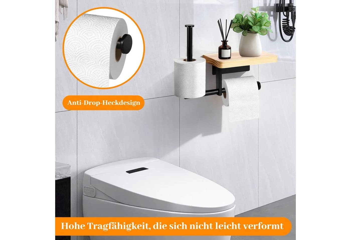 Stilvoller Toilettenpapierhalter aus Massivholz - Bild 4