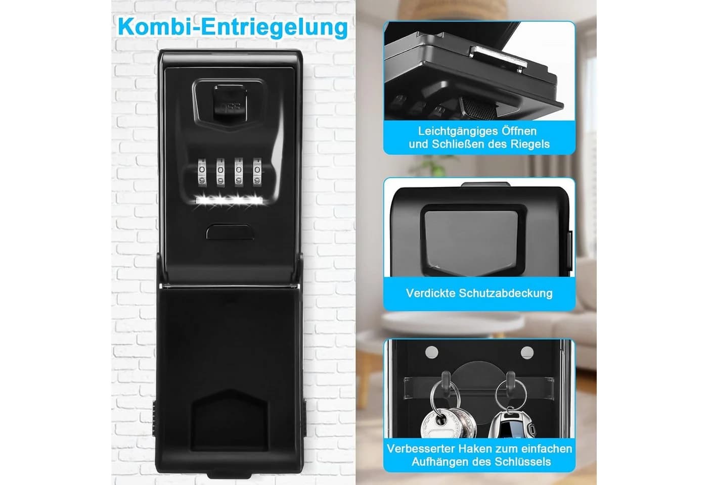 BlingBin Schlüsseltresor mit Zahlencode Schwarz Grau - Bild 3