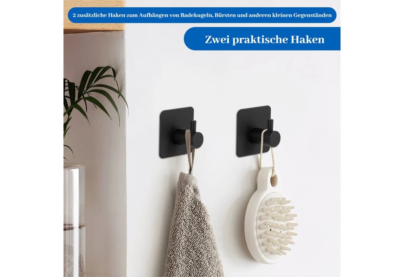 BlingBin Handtuchhalter Ohne Bohren, Selbstklebend, Matt Schwarz - Bild 3