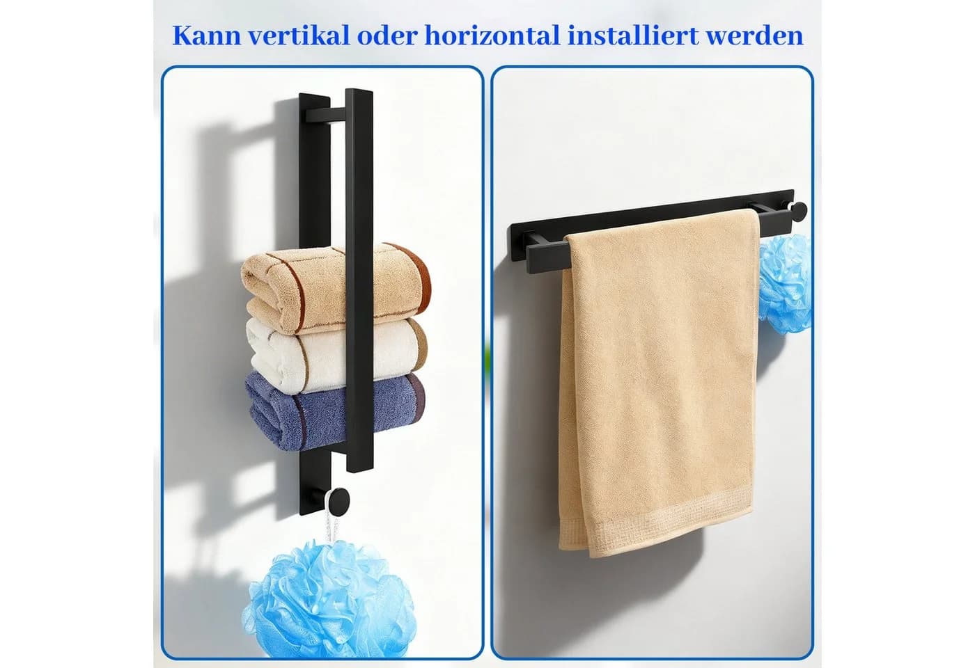 BlingBin Handtuchhalter Ohne Bohren, Selbstklebend, Matt Schwarz - Bild 5