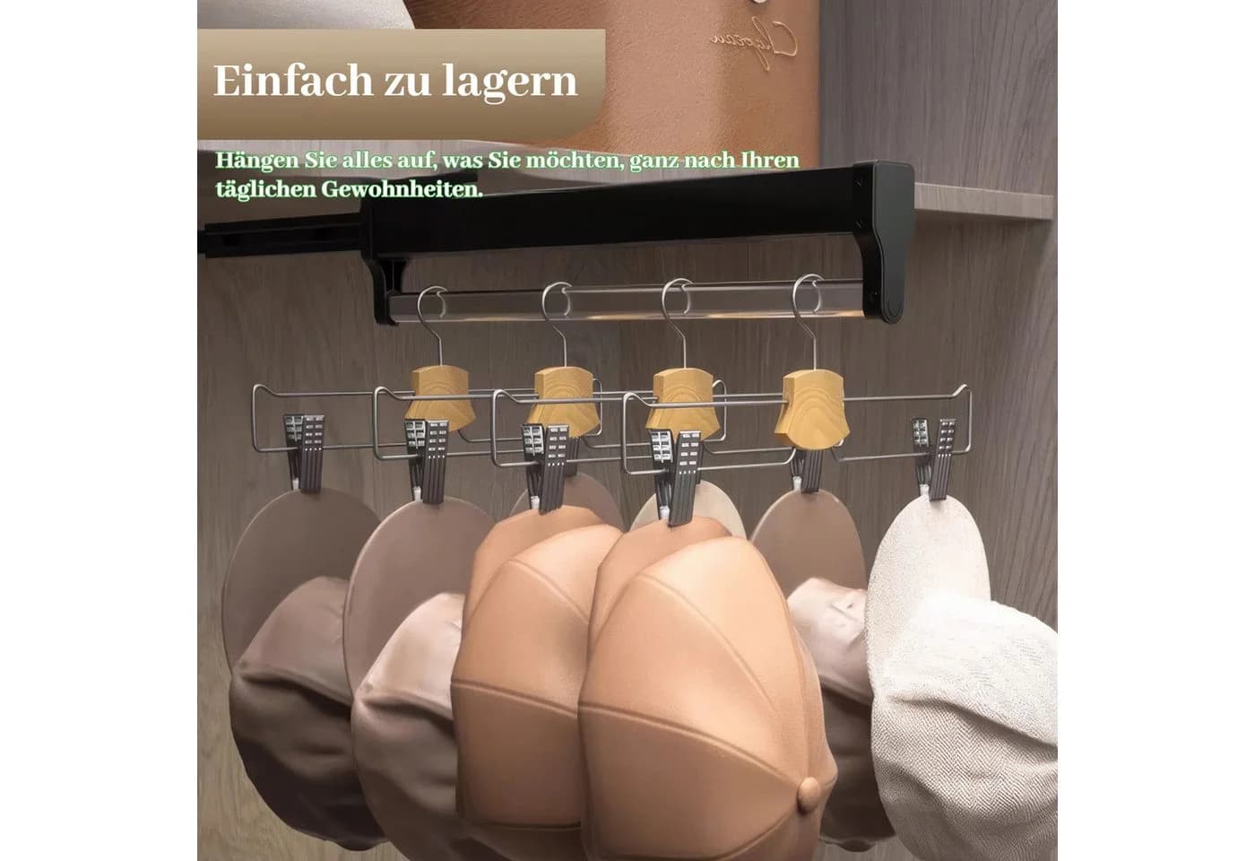 BlingBin Kleiderstange Ausziehbar 30 cm Schwarz