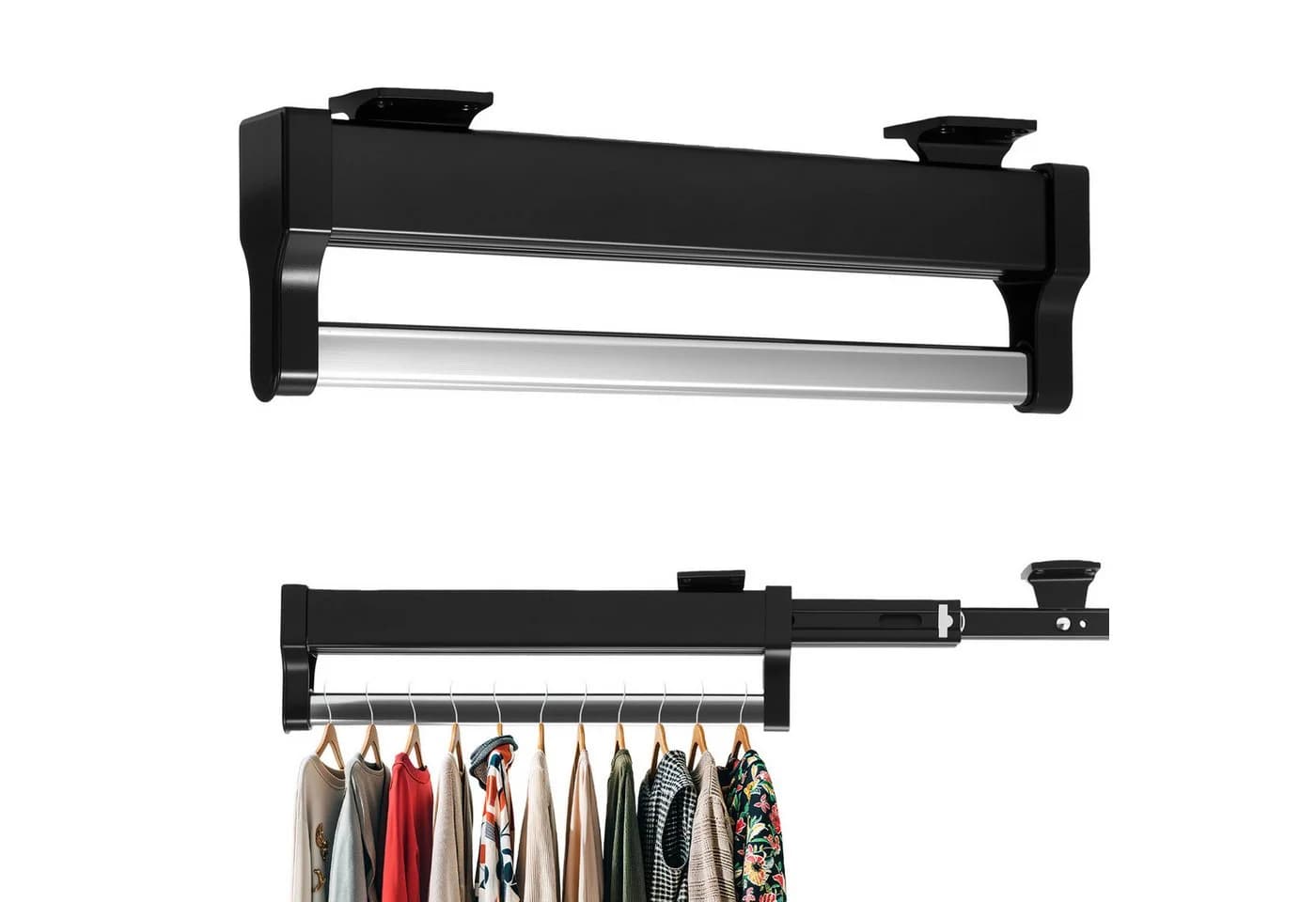 BlingBin Kleiderstange Ausziehbar 30 cm Schwarz - Bild 2