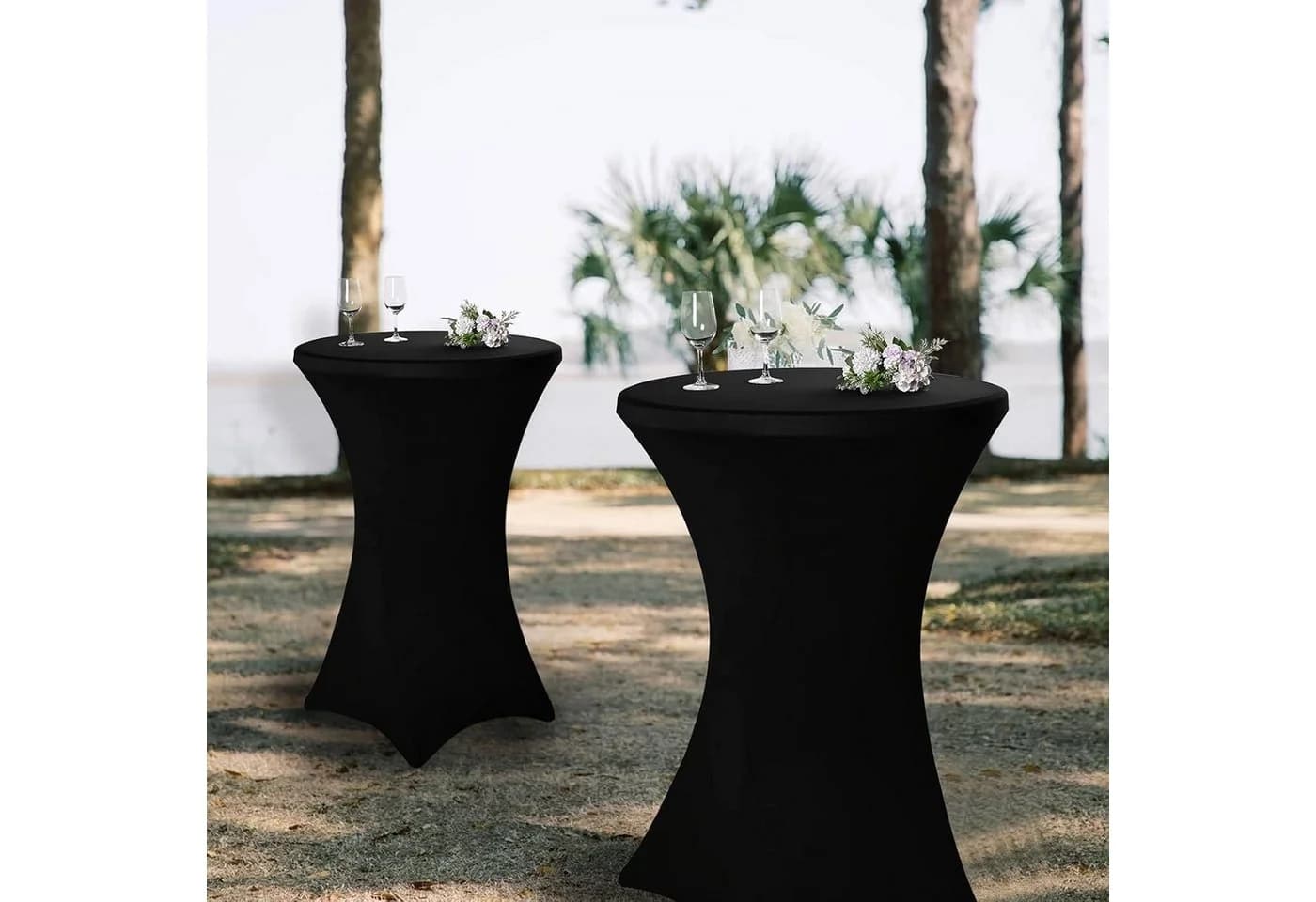 BlingBin Stehtischhusse 6er-Set Schwarz/Weiß Stretch