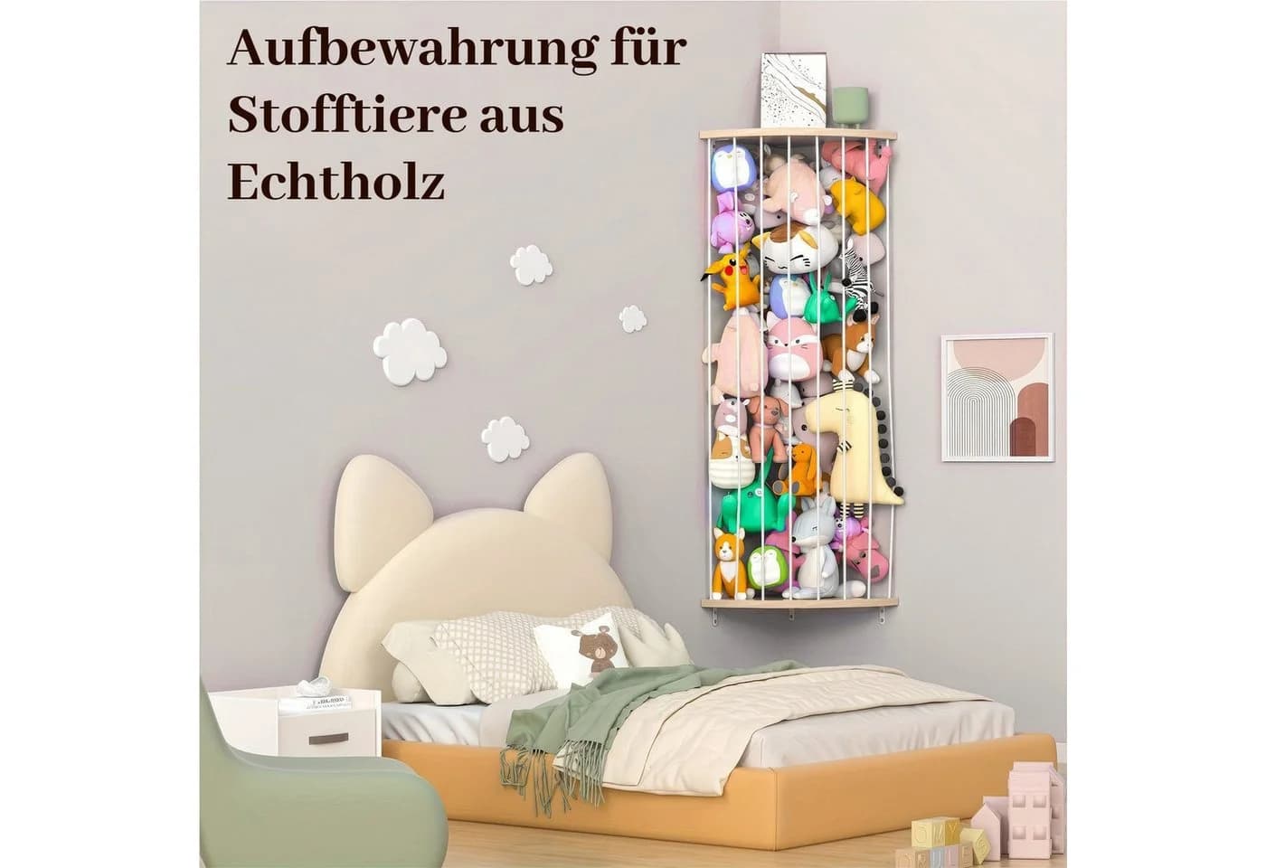 BlingBin Kuscheltier Aufbewahrung Holz Eck Regal