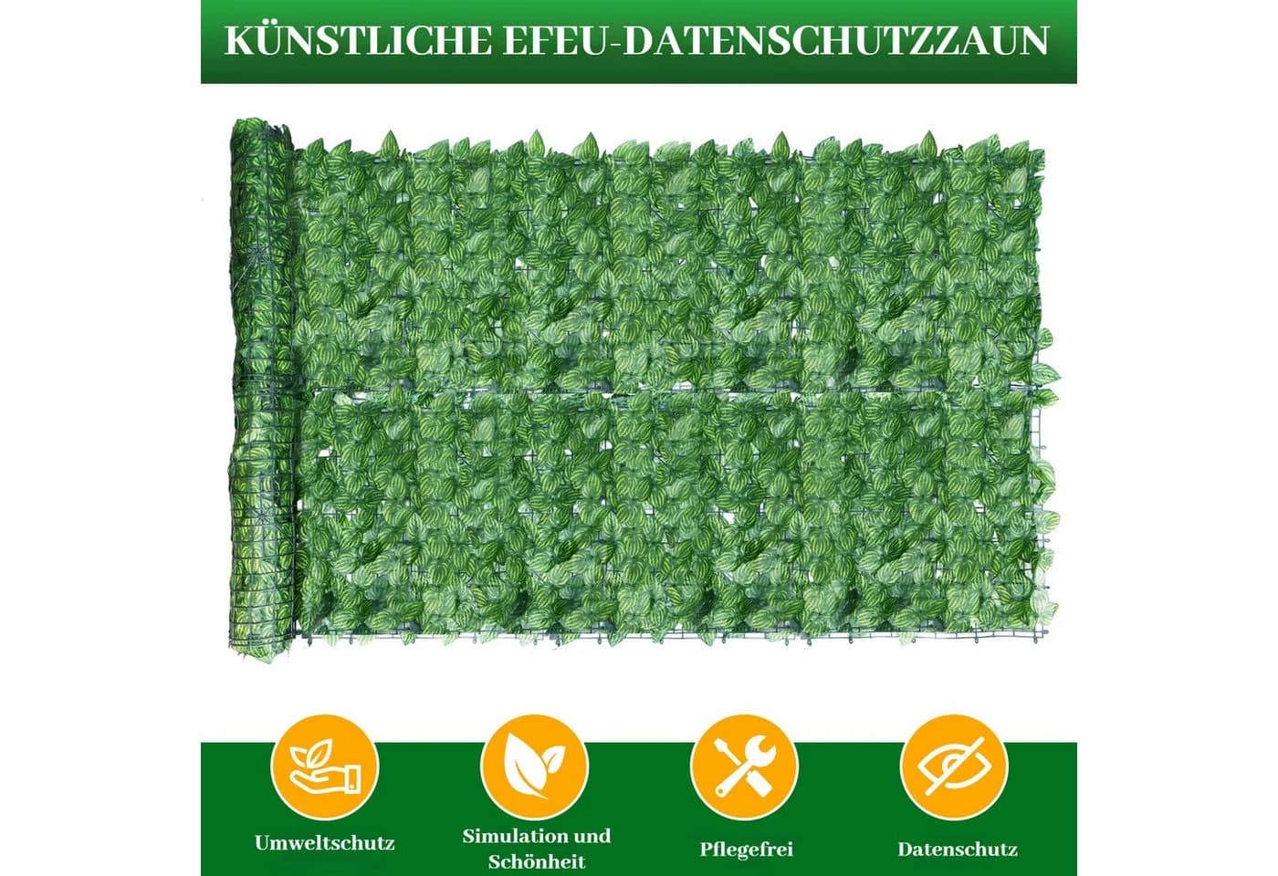 BlingBin Balkonsichtschutz Sichtschutzhecke Efeu Grün - Bild 3