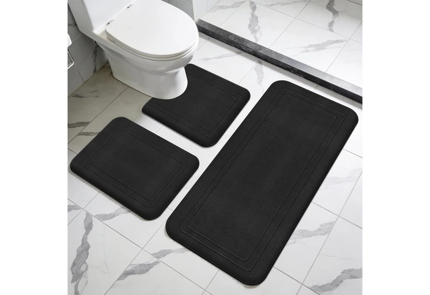 BlingBin Badematte Badezimmerteppich Set 3 Teilig Memory Schaum - Bild 2