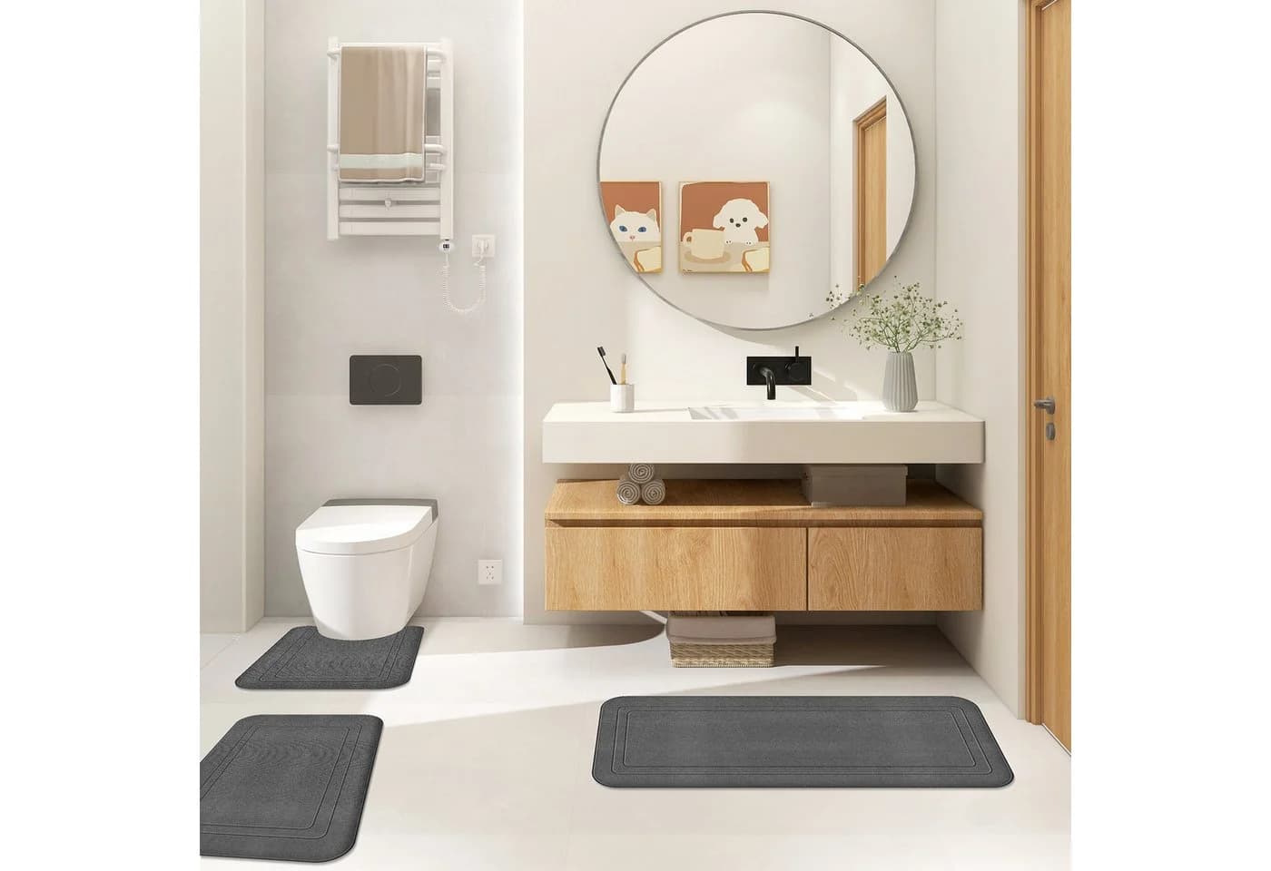BlingBin Badematte Set 3-teilig Memory-Schaum Rutschfest