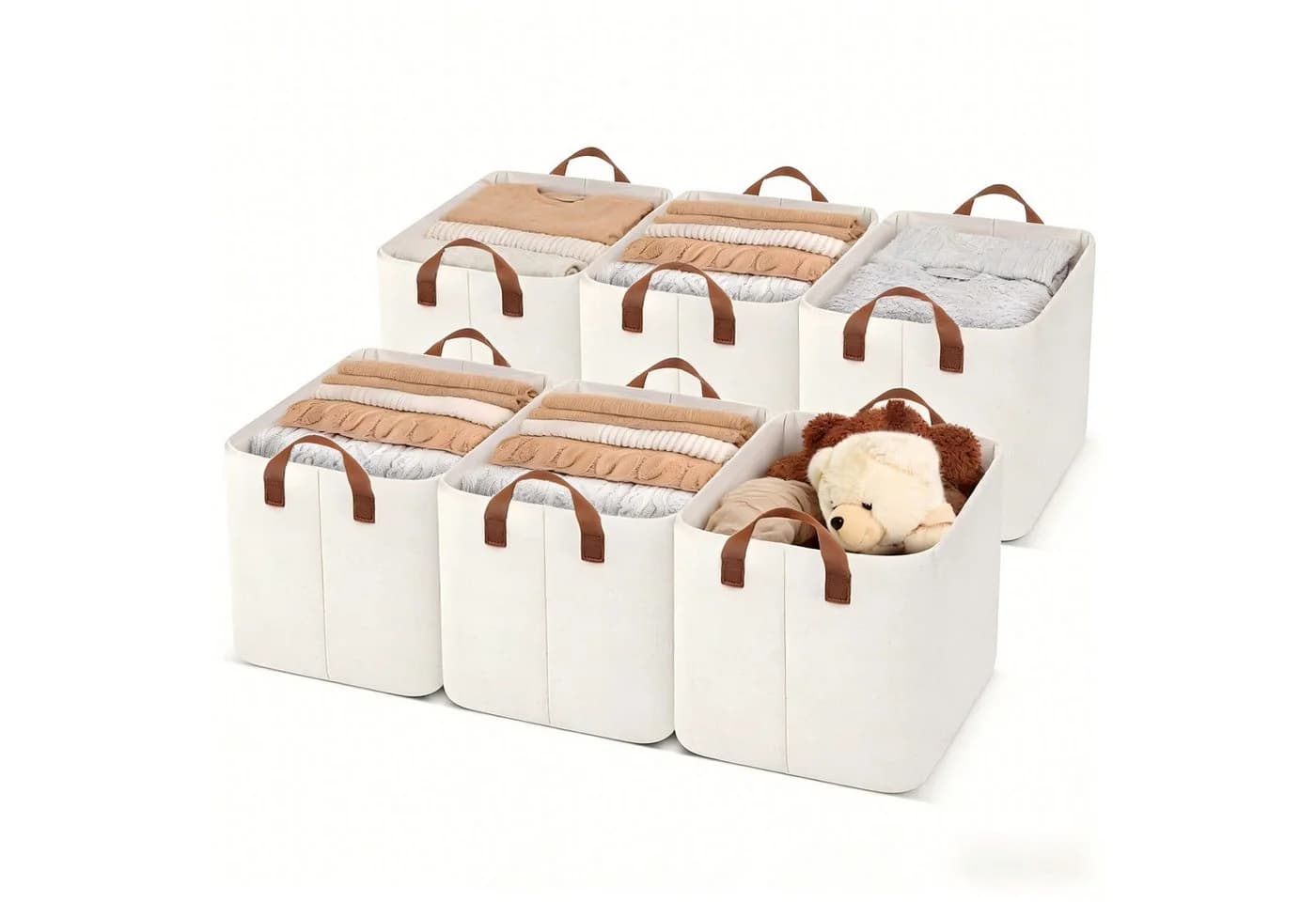 BlingBin Aufbewahrungskorb 6er Set Beige 26L - Bild 2