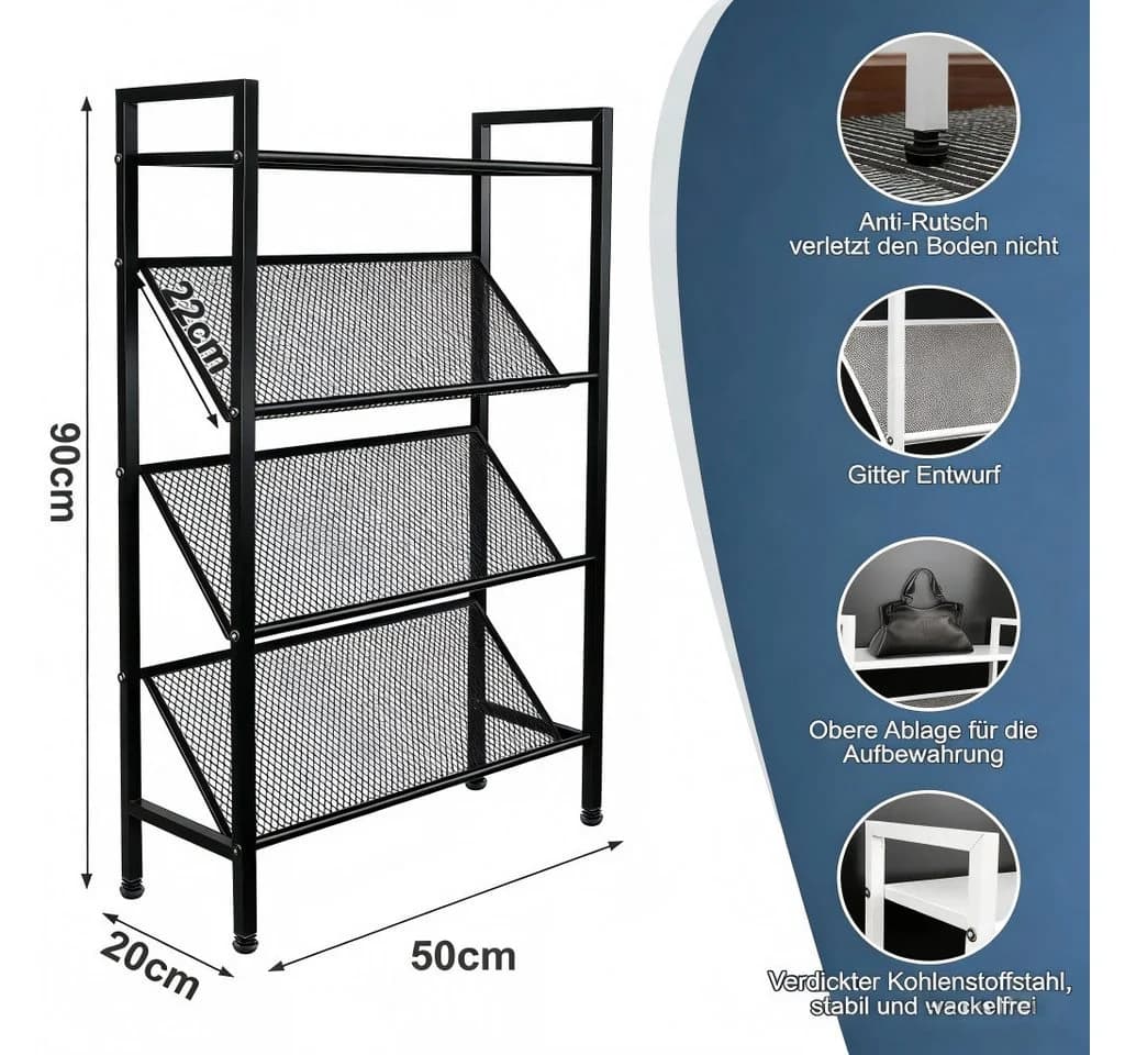 BlingBin Schuhregal Metall 4 Ebenen 50x20x90 cm - Bild 3