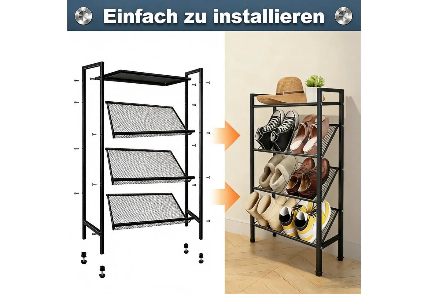 BlingBin Schuhregal Metall 4 Ebenen 50x20x90 cm - Bild 5