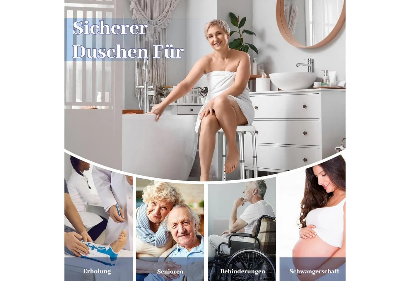 BlingBin Duschhocker höhenverstellbar silber