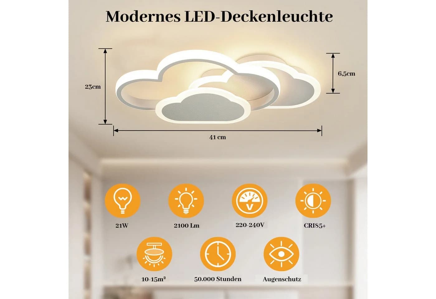 BlingBin LED Deckenleuchte 21W Wolke Deckenlampe Kinder Lampe - Bild 3