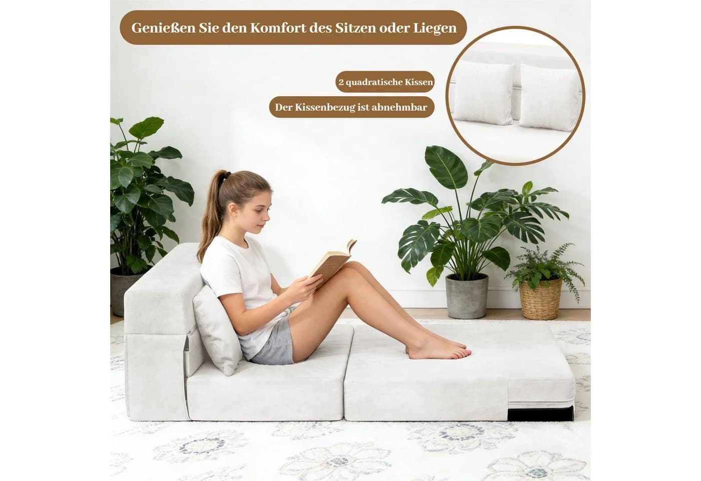 BlingBin Schlafsofa 3 in 1 klappbares Bodensofa mit Kissen