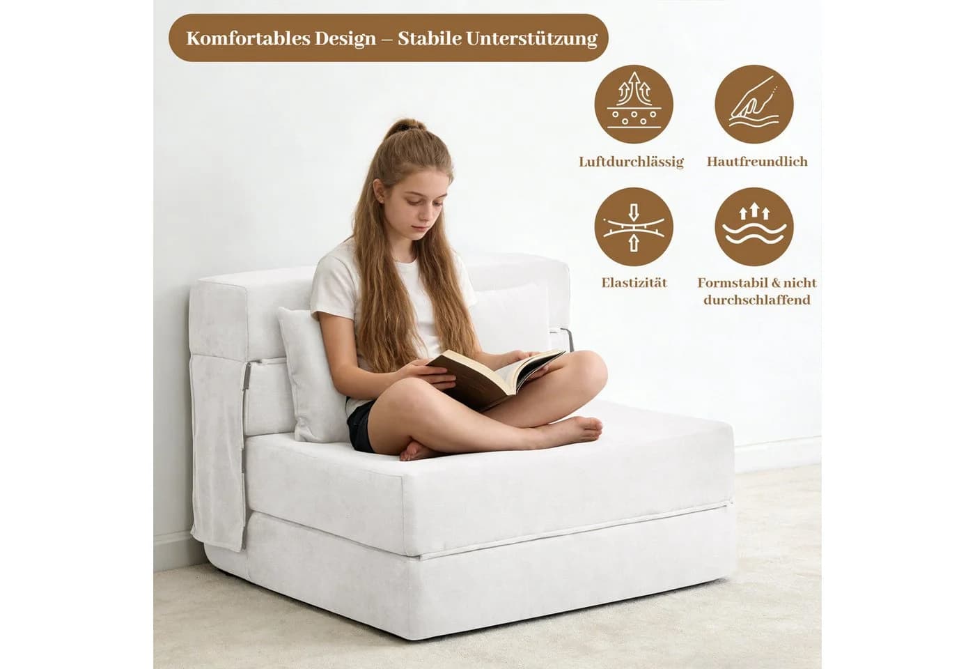 BlingBin Schlafsofa 3 in 1 klappbares Bodensofa mit Kissen - Bild 3