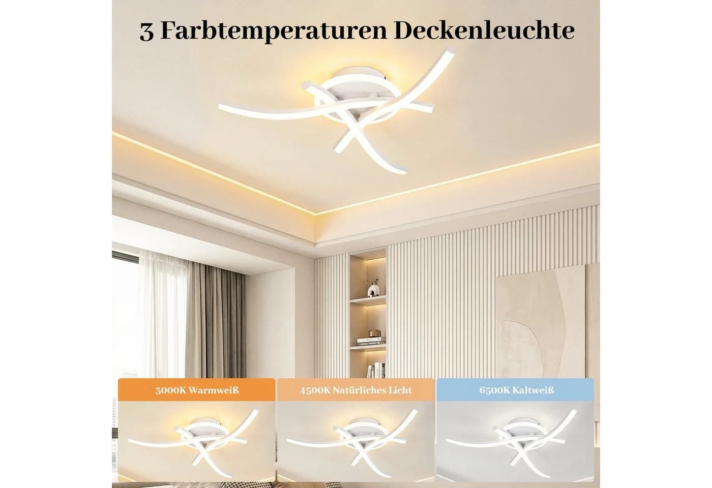 BlingBin LED Deckenleuchte 3 Flammig Modern Weiß/Schwarz - Bild 3