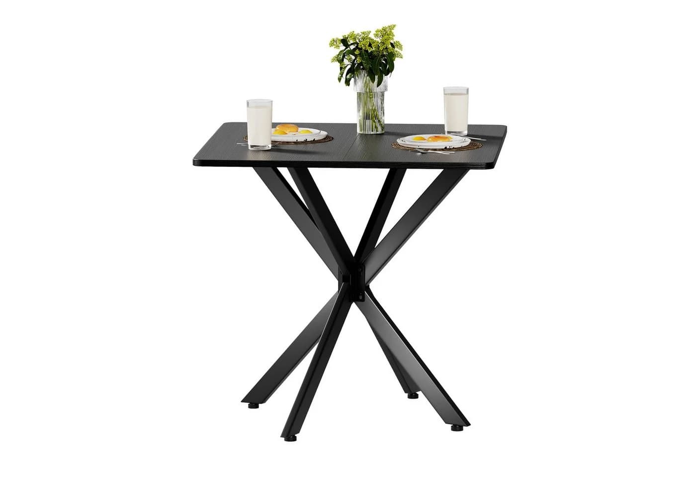 BlingBin Esstisch Quadratisch 80x75 cm Schwarz/Braun - Bild 2