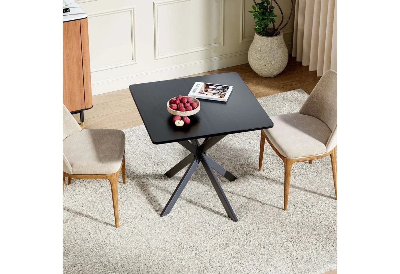 BlingBin Esstisch Quadratisch 80x75 cm Schwarz/Braun - Bild 3