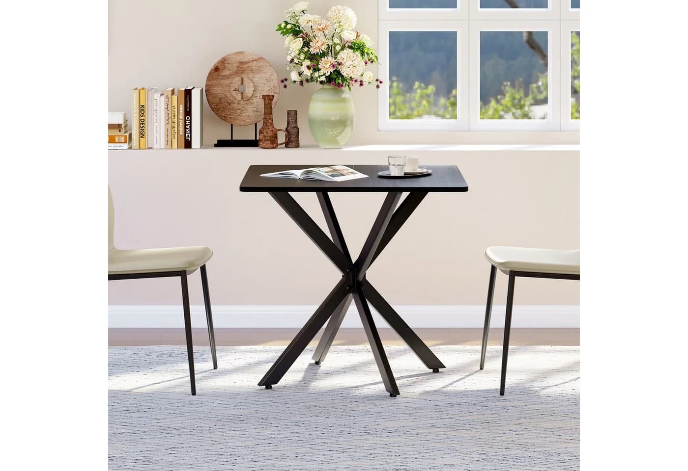 BlingBin Esstisch Quadratisch 80x75 cm Schwarz/Braun - Bild 5