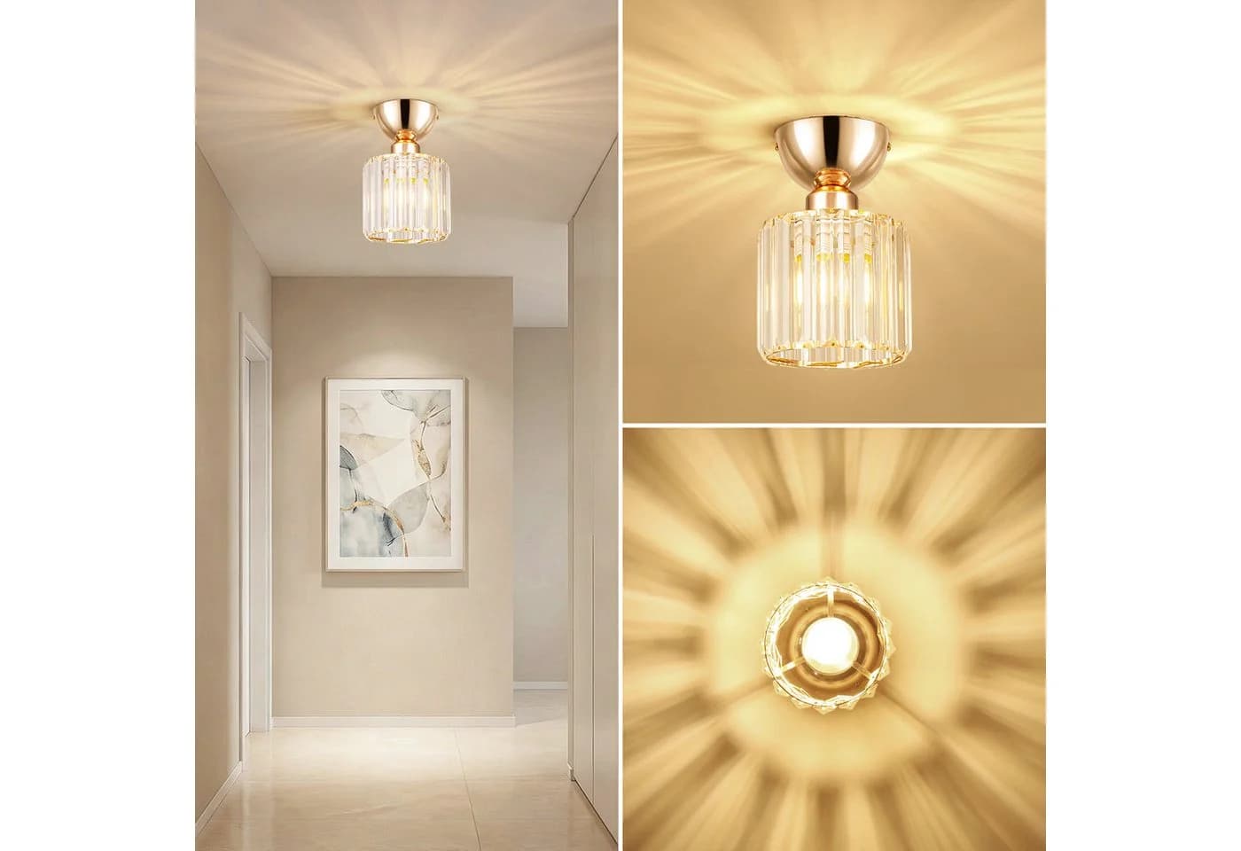 BlingBin Kristall Deckenleuchte Modern Gold E27