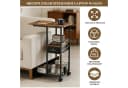 BlingBin C-förmiger Beistelltisch mit Rollen, Metall MDF, Braun/Schwarz Bild 3