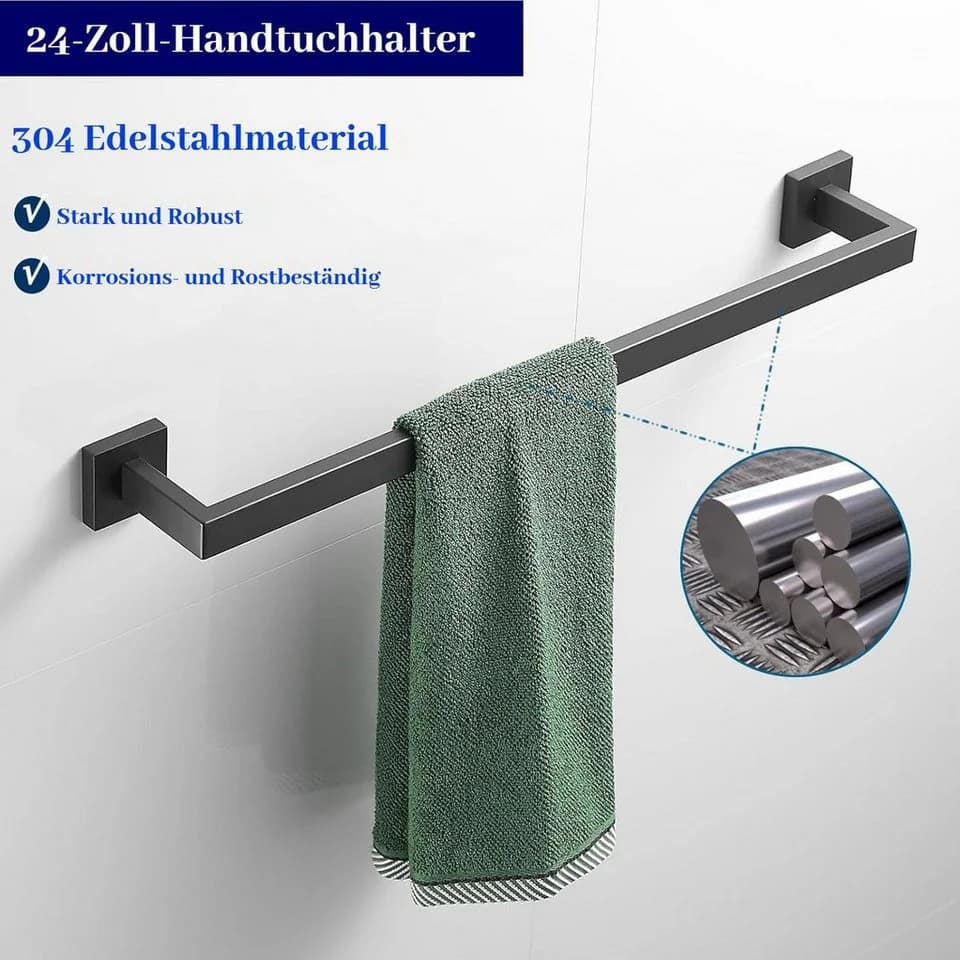 BlingBin 5-teiliges Bad-Set Edelstahl Matt Schwarz Wandmontage