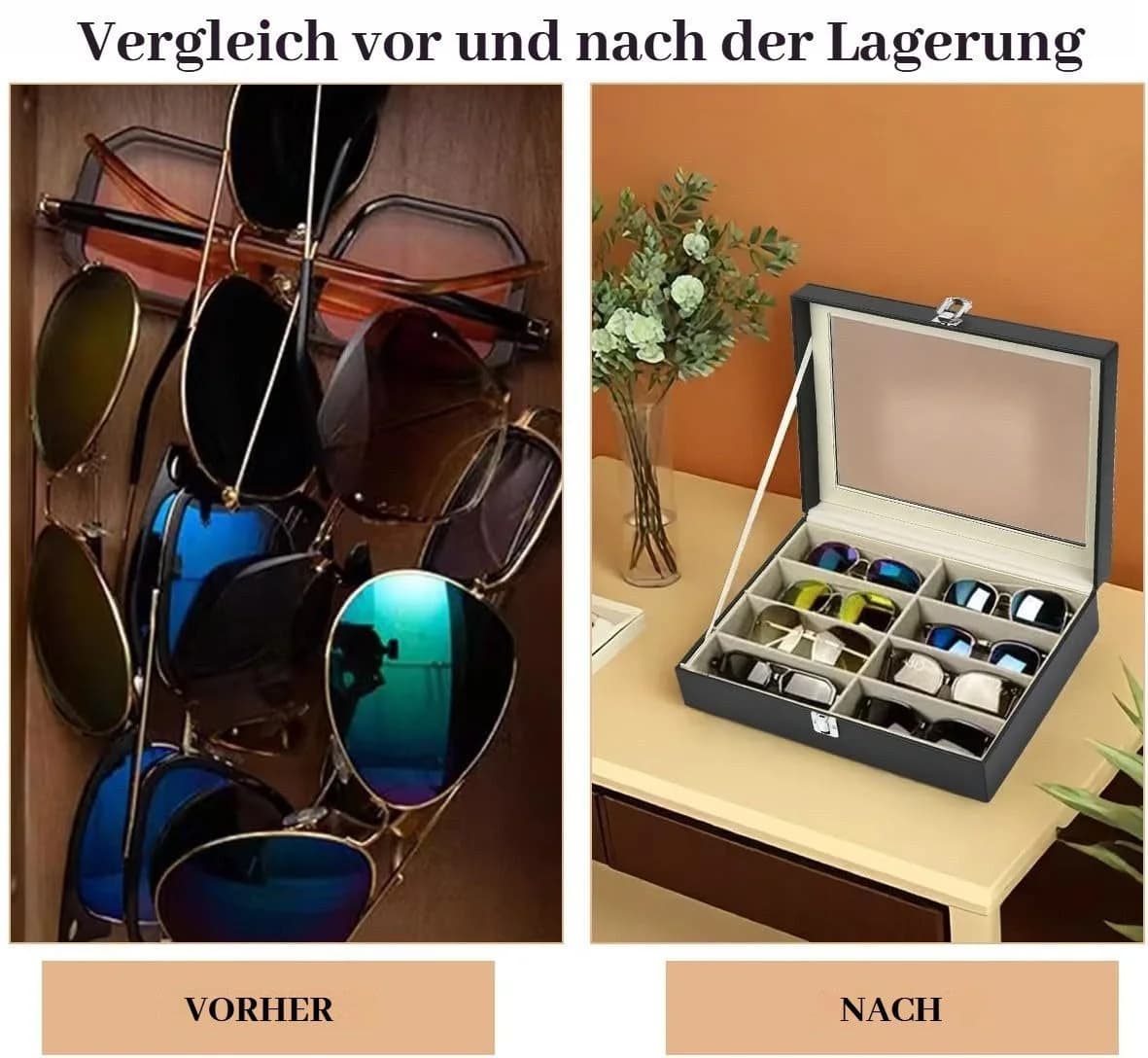 BlingBin Brillenkoffer 2er Set Schwarz 8 Fächer - Bild 5
