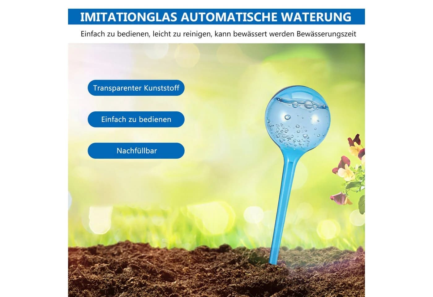 BlingBin Bewässerungskugel 8er Set Blau PVC Automatisch