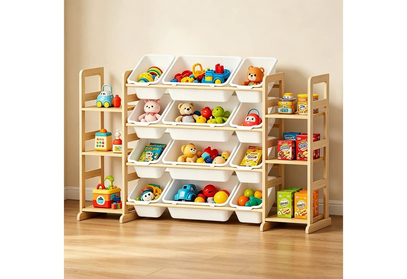 BlingBin Kinderregal mit 12 Boxen Beige Spielzeugtruhe - Bild 2