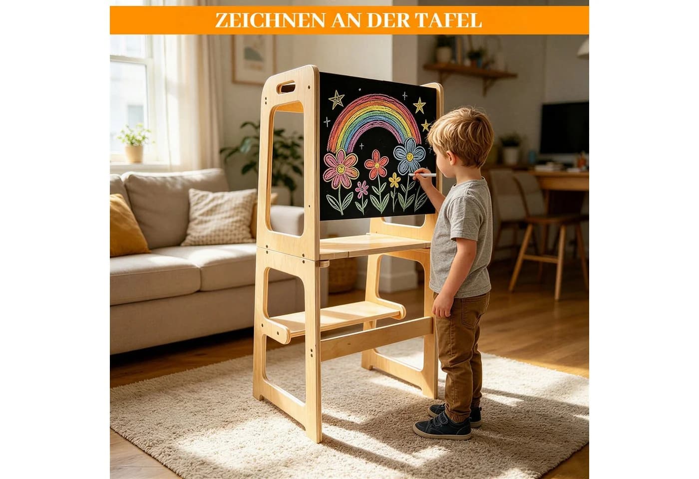 BlingBin Lernturm 3-in-1 mit Kreidetafel Beige - Bild 4