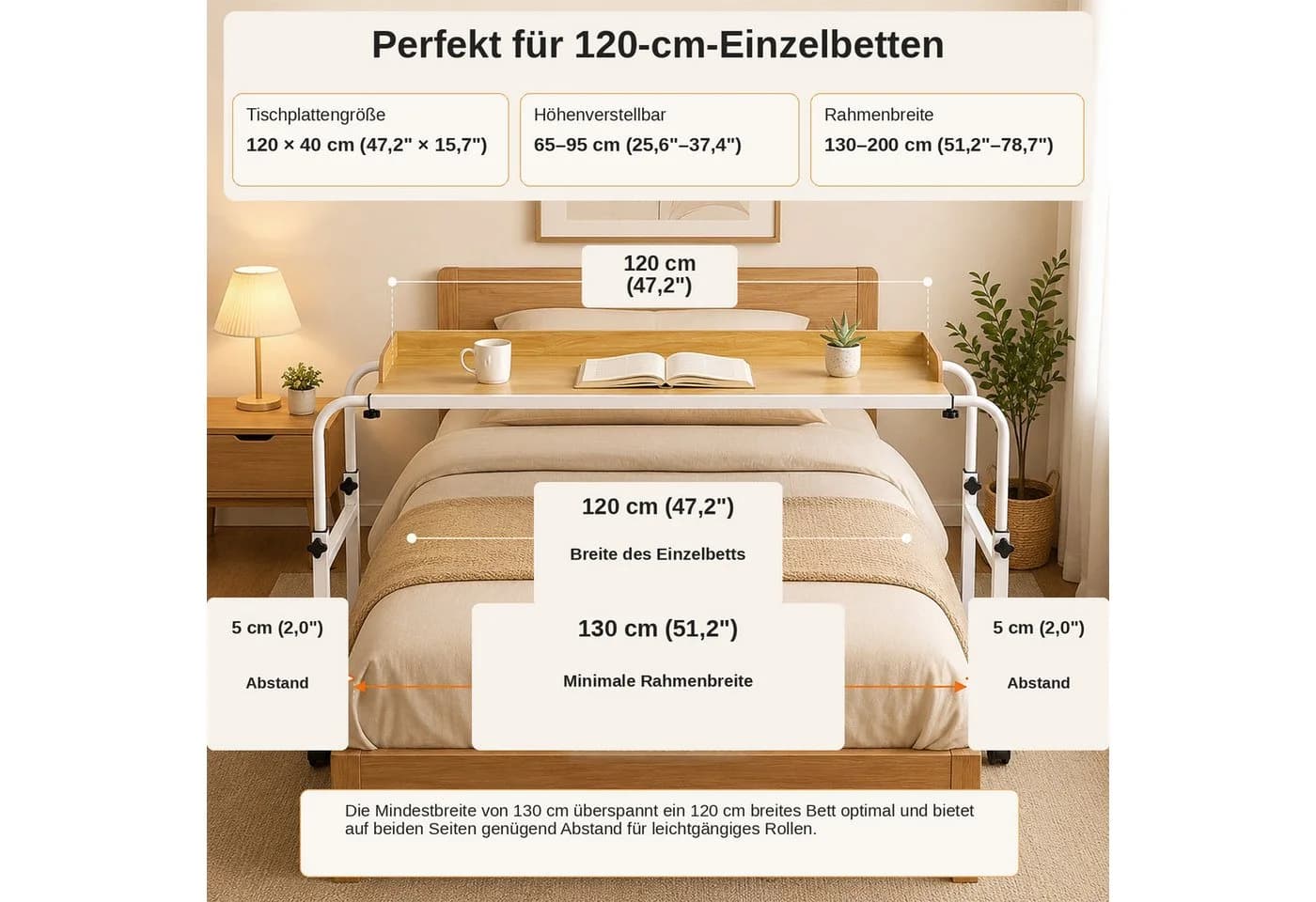 BlingBin Wangentisch Höhen- & Breitenverstellbar mit Rollen - Bild 3