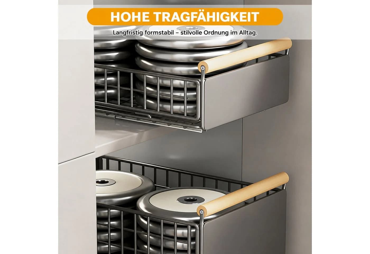 LEMLIT Küchenregal 2-tlg. Grau Ausziehbare Schubladen Organizer - Bild 4