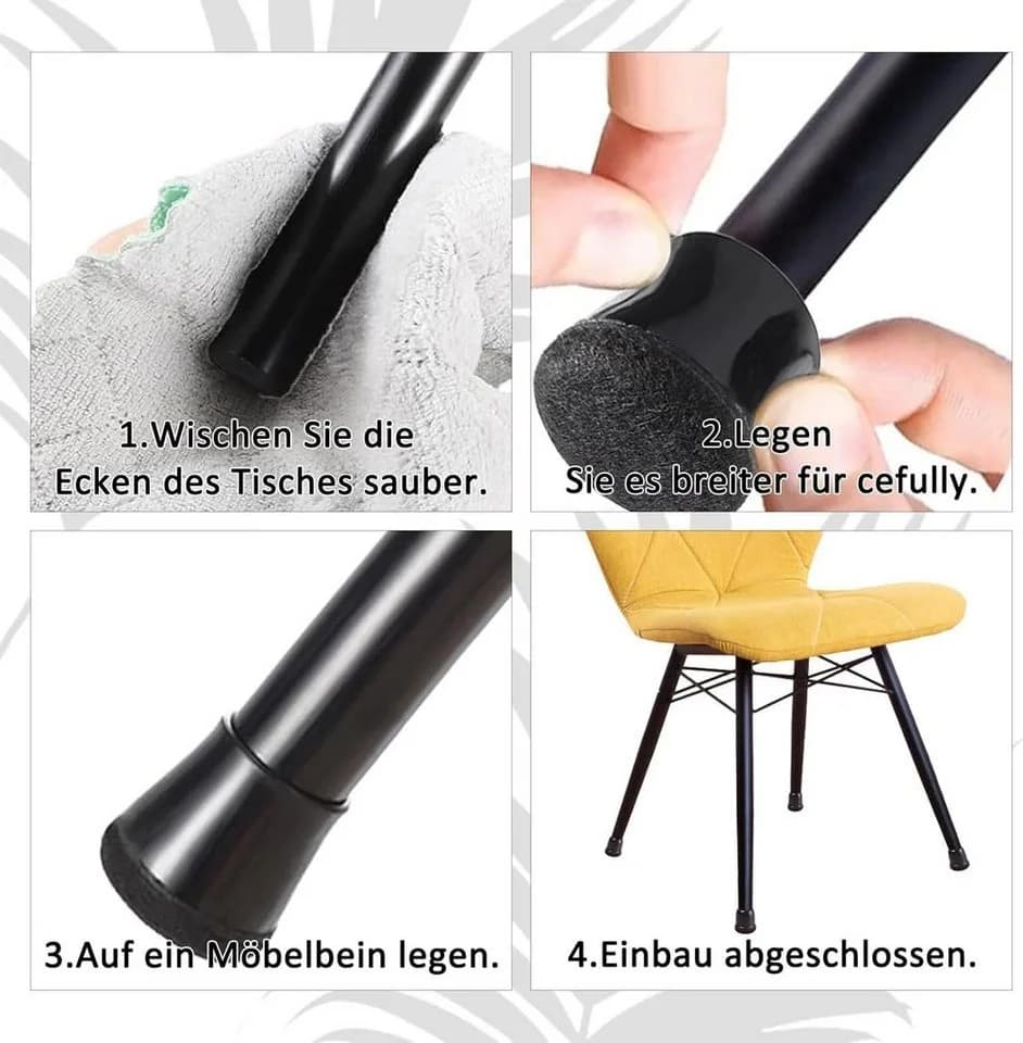 LEMLIT Stuhlbeinkappen 40 Stück Schwarz PP-Kunststoff Bodenschutz - Bild 5