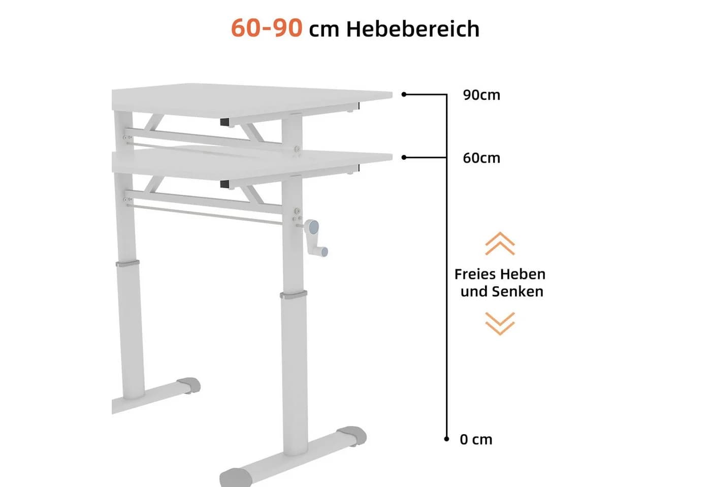 BlingBin Höhenverstellbarer Schreibtisch Weiß Metall & Holz - Bild 4