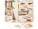 LEMLIT Aufbewahrungskorb 3er-Set Beige Schubladen Organizer mit Sichtfenster Bild 1