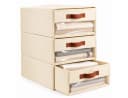 LEMLIT Aufbewahrungskorb 3er-Set Beige Schubladen Organizer mit Sichtfenster Bild 2