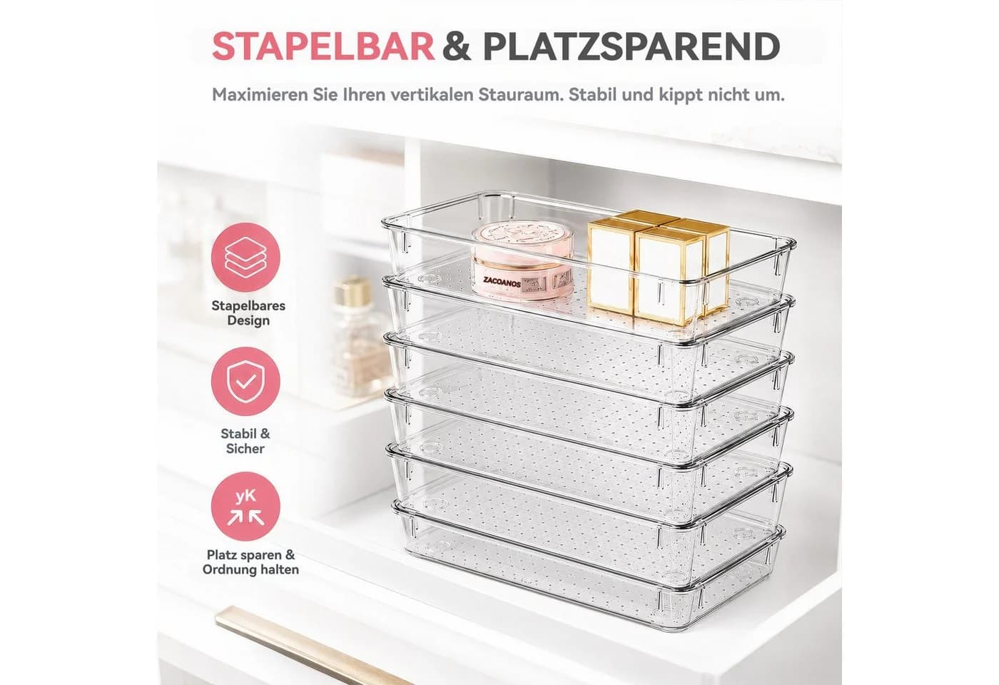 BlingBin Schubladen-Organizer 24-teilig Transparent PS-Kunststoff - Bild 3