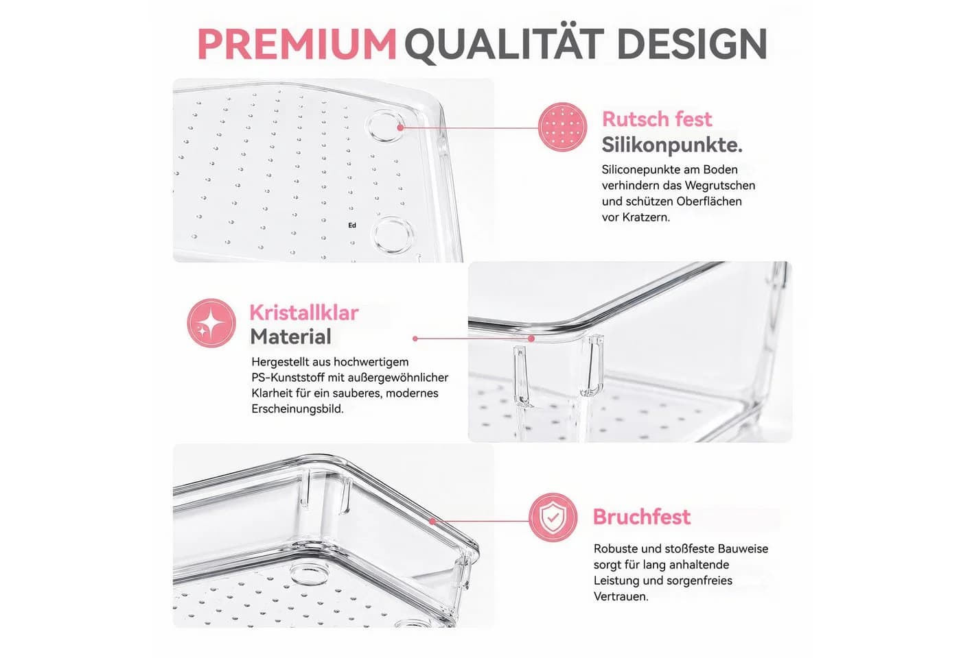 BlingBin Schubladen-Organizer 24-teilig Transparent PS-Kunststoff - Bild 4