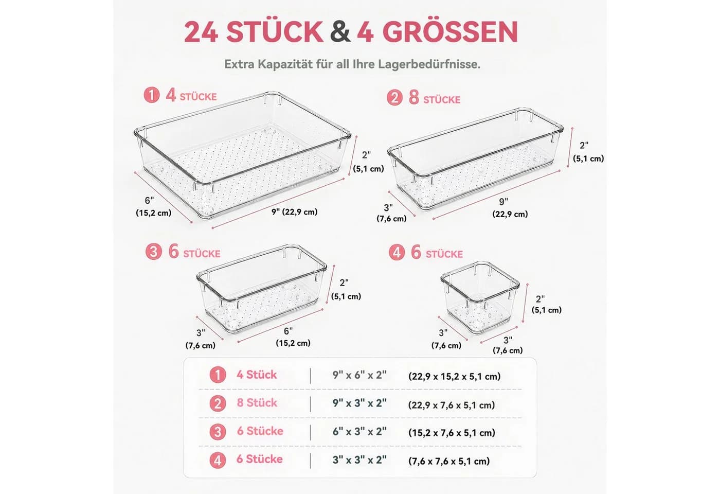 BlingBin Schubladen-Organizer 24-teilig Transparent PS-Kunststoff - Bild 5