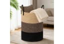 BlingBin Wäschekorb Rund 58L mit Baumwollgriffen Faltbar Braun Schwarz Bild 2