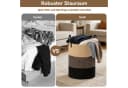 BlingBin Wäschekorb Rund 58L mit Baumwollgriffen Faltbar Braun Schwarz Bild 5