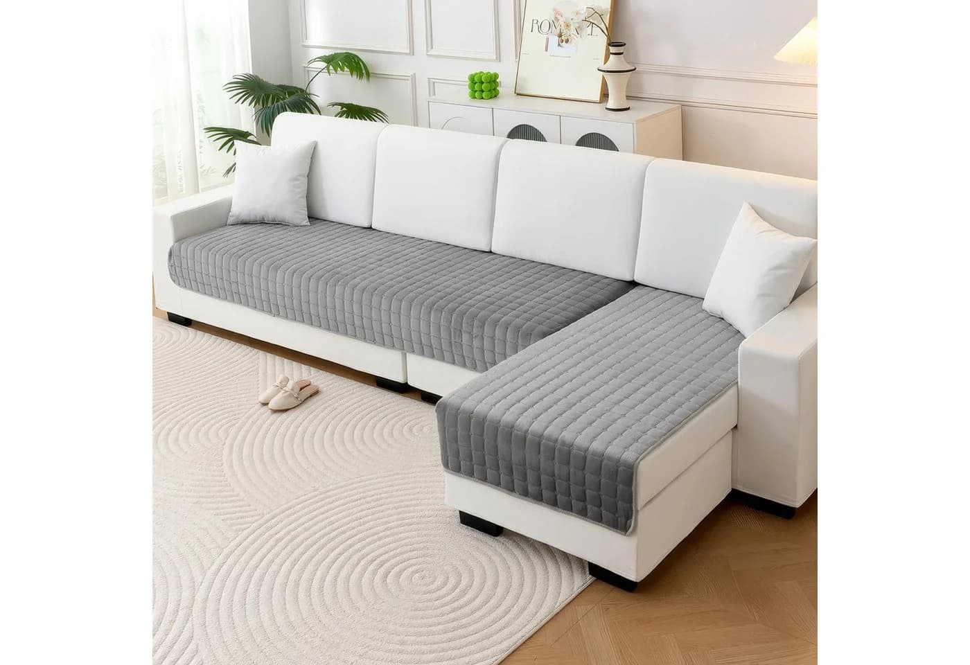 BlingBin Rutschfester Sofabezug Grau Weicher Flanell