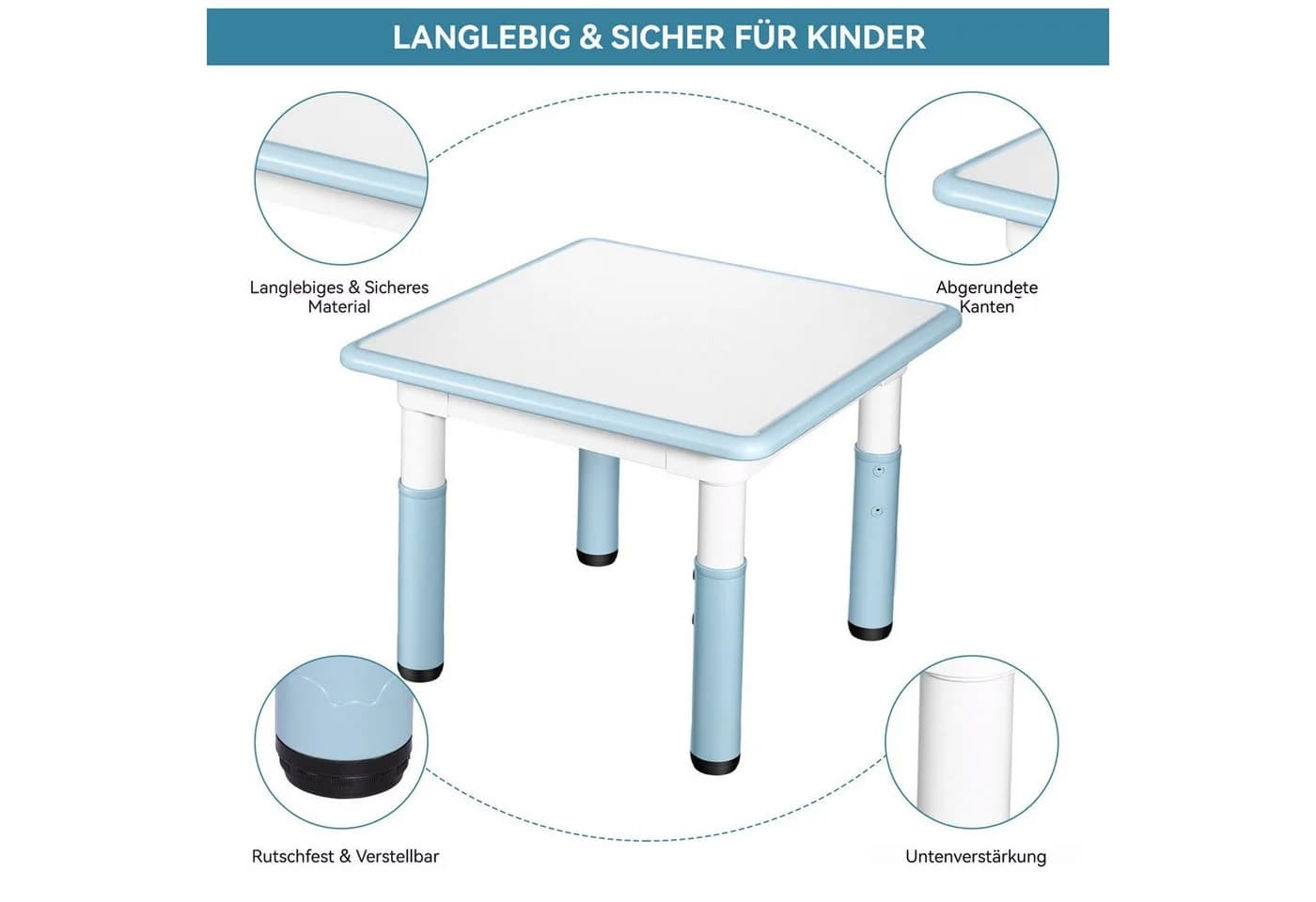 BlingBin Kindersitzgruppe mit 2 Stühlen höhenverstellbar hellgraublau - Bild 4