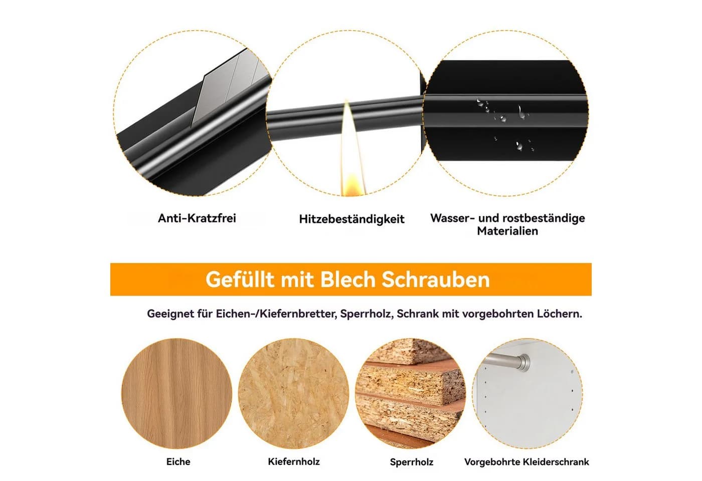 BlingBin Ausziehbare Kleiderstange Schwarz Teleskop - Bild 5