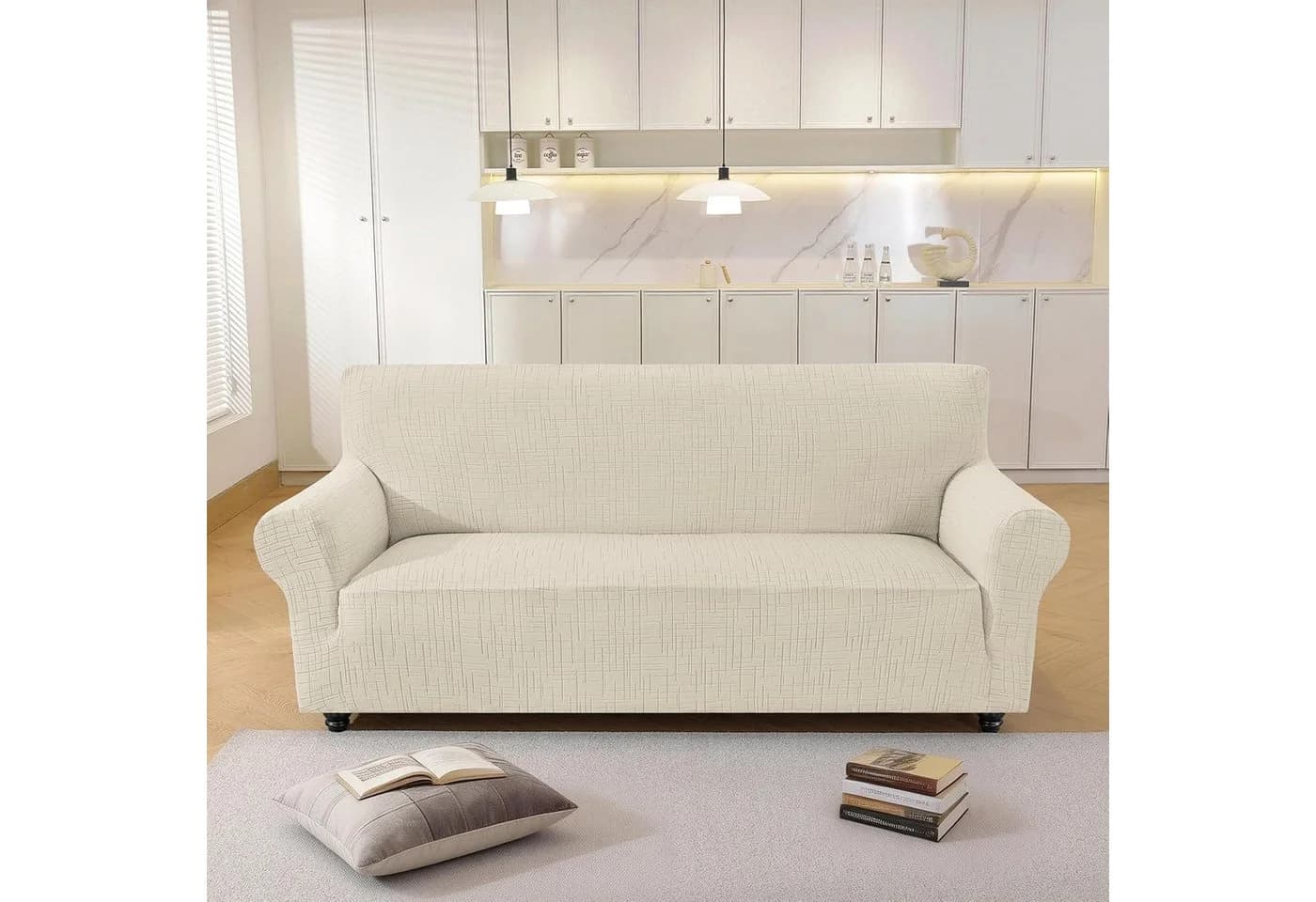 LEMLIT Sofabezug Stretch & rutschfest für 2-/3-Sitzer Beige
