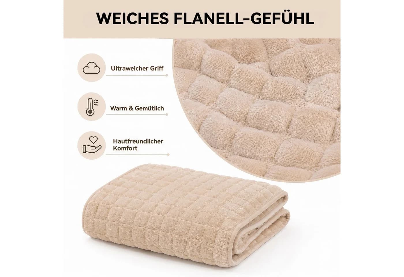 LEMLIT Sofabezug Flanell Rutschfest Grau Braun - Bild 3