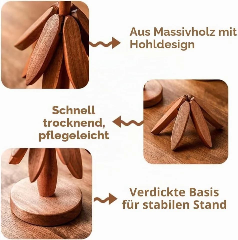 LEMLIT Topfuntersetzer Buchenholz Weihnachtsbaum-Motiv Braun