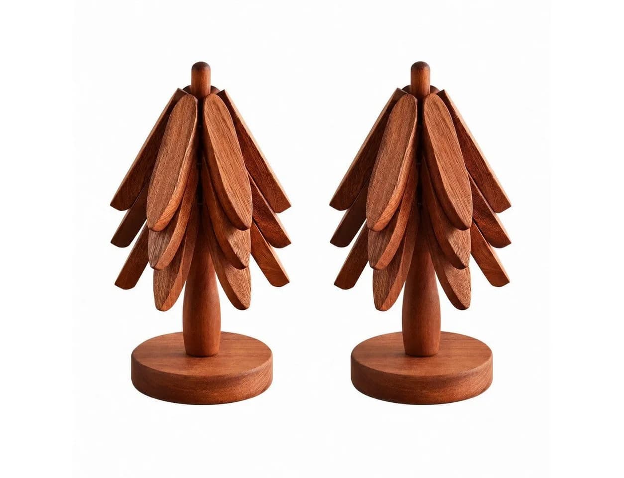 LEMLIT Topfuntersetzer Buchenholz Weihnachtsbaum-Motiv Braun - Bild 2