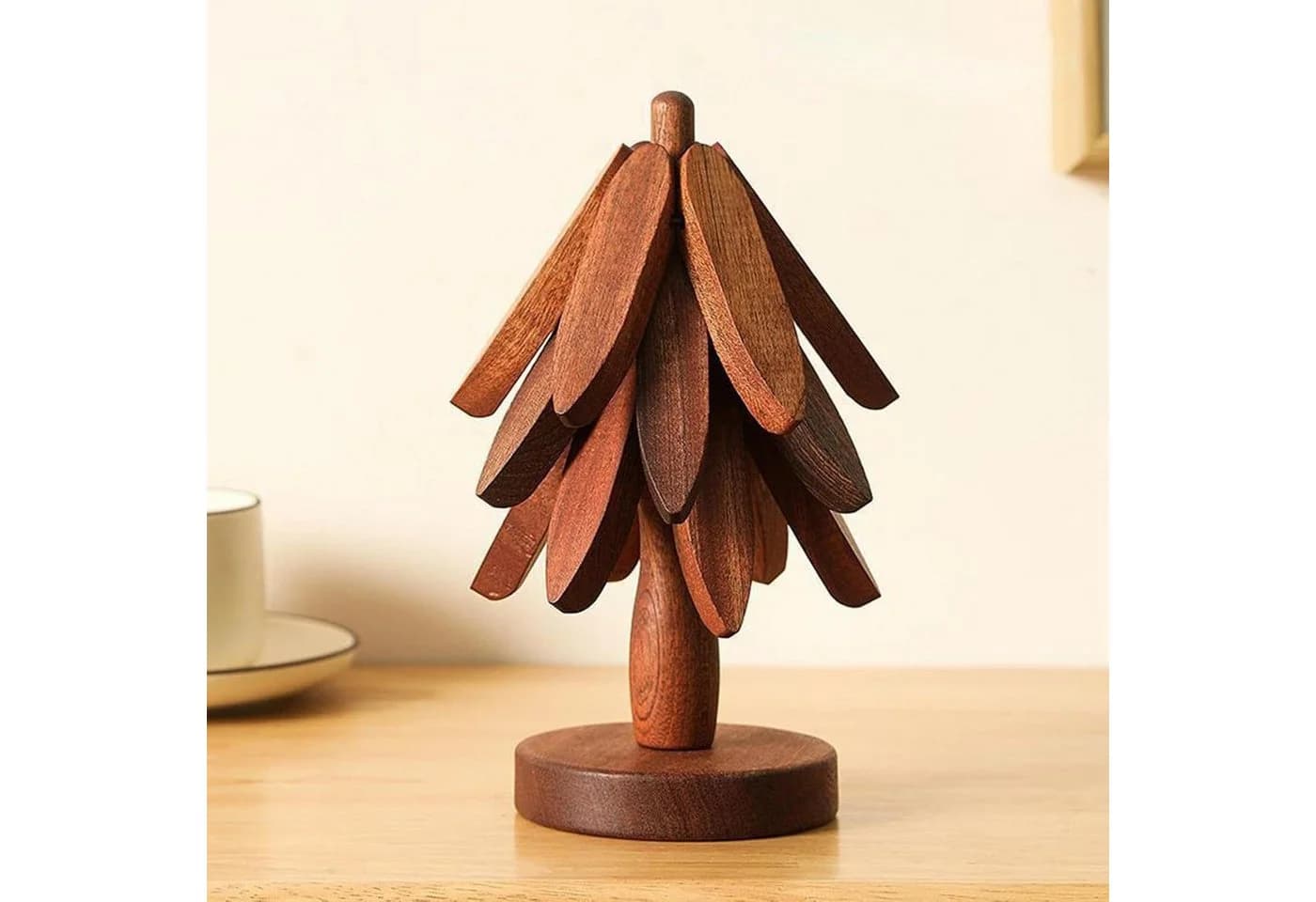 LEMLIT Topfuntersetzer Buchenholz Weihnachtsbaum-Motiv Braun - Bild 3