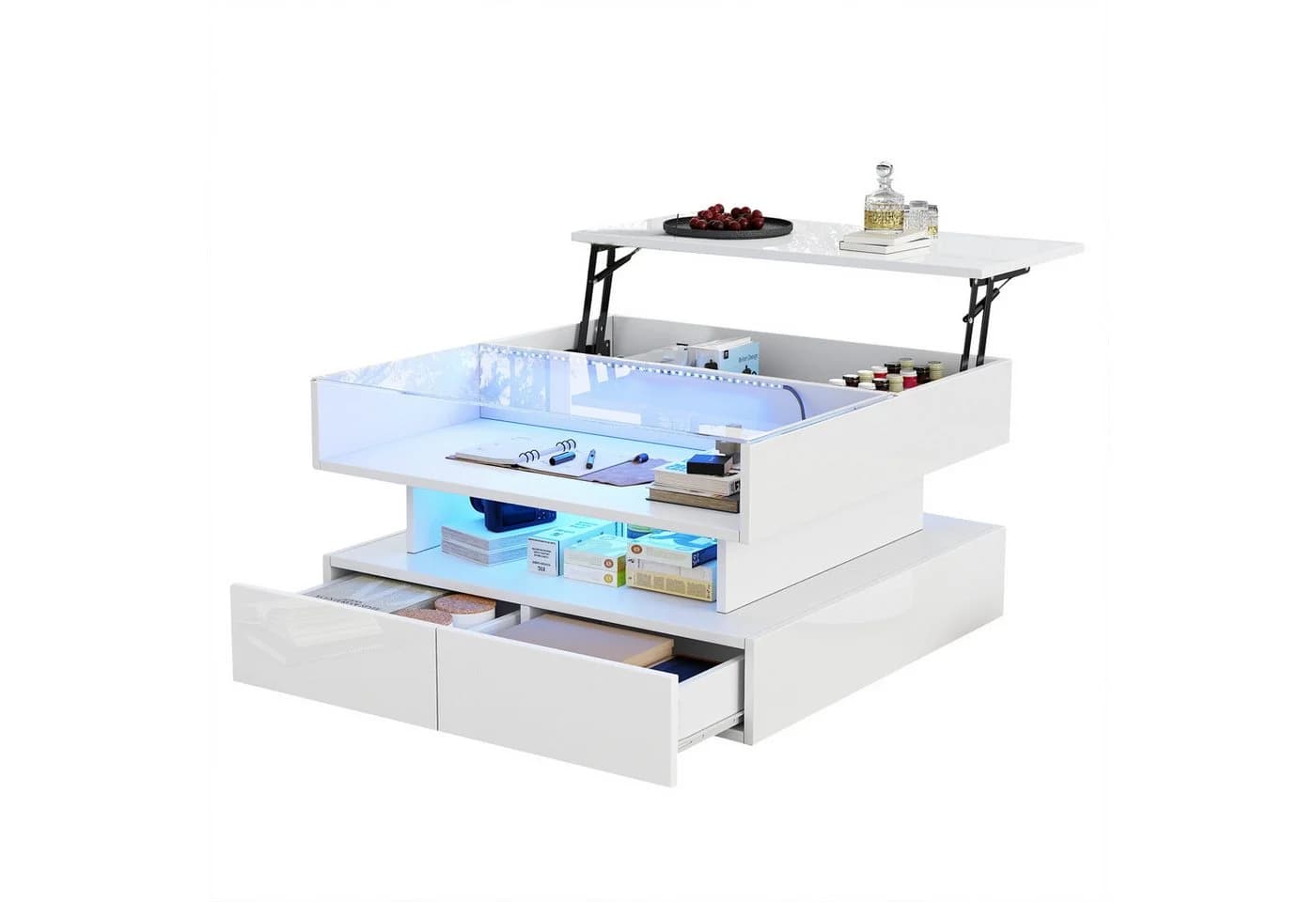 BlingBin Couchtisch Hochglanz mit LED-Beleuchtung und Stauraum - Bild 2